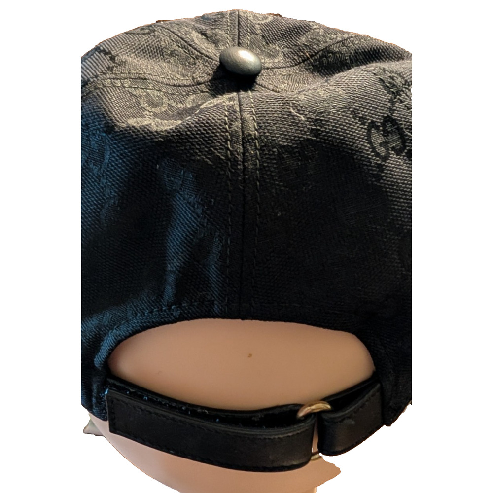 Gucci GG Monogram Web Stripe Canvas Baseball Cap Hat Black Medium - Picture 5 of 10